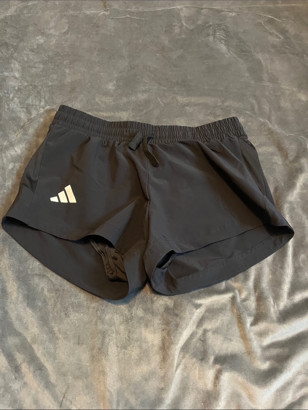 adidas Black Women's Athletic Running Shorts with White Logo
